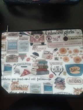 Gilmore Girls Patterned Cosmetic Bag- White Background